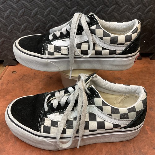 Top bassi Vans bianco e nero stringati a scacchiera giovane taglia 4 o donna 5 5