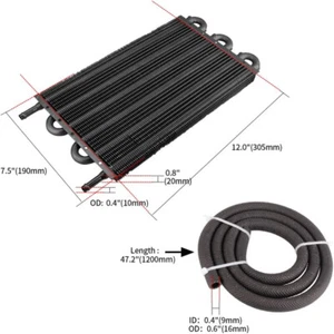 6 Rows Universal Aluminum Remote Transmission Oil Cooler Radiator Converter Kit - Picture 1 of 7