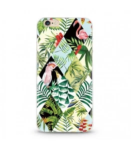 Coque Iphone 7 PLUS Iphone 8 PLUS perroquet patchwork flamant exotique tropical - Photo 1 sur 1