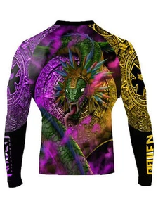 Raven Fightwear Men's Quetzalcoatl Aztec Rash Guard MMA BJJ Black  - Picture 1 of 3