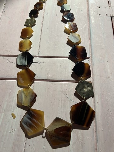 HERMÈS Affascinante Vintage Charlie Ottagonale 12"" Marroni Lucite E Oro Finto Hermes