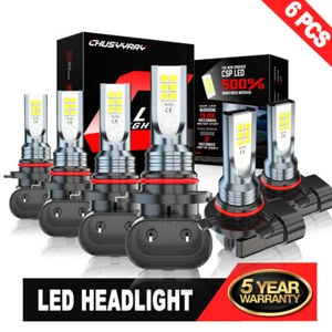 For Jeep Grand Cherokee 2005-2010-6x White LED Headlight + Fog Light Bulbs Kits - Picture 1 of 11
