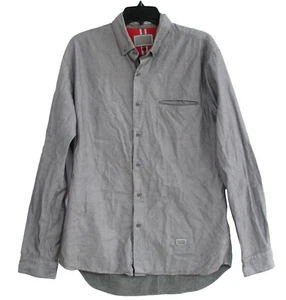 FRESHJIVE Shirt SIZE L Buttondown GREY Chambray HIGH QUALITY Monochromatic COOL - Picture 1 of 5