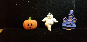 3 Vintage Halloween Knopfabdeckungen Harz Kunststoff und Metall - Bild 1 von 5