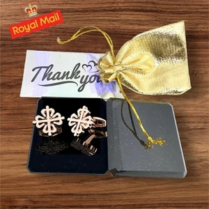 HIGH QUALITY KNOT men’s Cufflink ROSE GOLD Plated  Wedding IN A CUFFLINK BOX UK - Picture 1 of 7