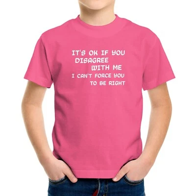 Funny  Toddler Kids Youth TShirt Disagree with Me I Cant Force Novelty Sarcastic - Изображение 1 из 2