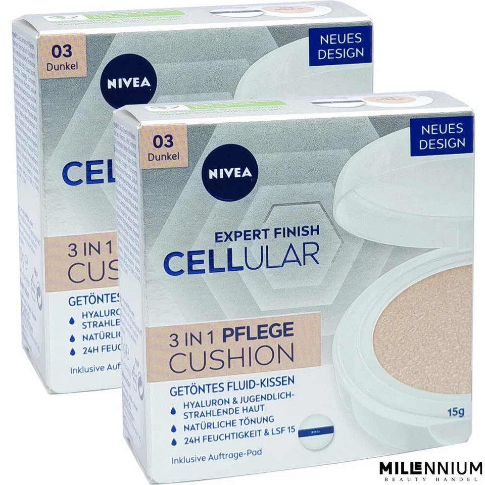 NIVEA Expert Finish Cellular 3in1 Pflege Cushion Make-Up 03 Dunkel LSF15 15ml