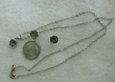 New in bag Effy simulated gemstone pendant earring set - Aurora Borealis color - Image 1 of 2