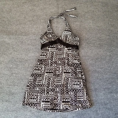 Vestido halter Jones New York para mujer M blanco y negro con cremallera trasera forrada bolsillos delanteros * Foto 1 de 4