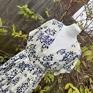 NWT Free People Freddy Tie Mini Dress White Blue RRP$108 Size XL - Picture 1 of 21