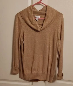 Suéter Chico's L/S Oro Capucha Metálica Cuello Talla 2 - Imagen 1 de 9