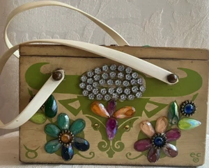 Vintage Enid Collins of Texas Taurus Zodiac Original Wooden Box Bag Jewel - Picture 1 of 15