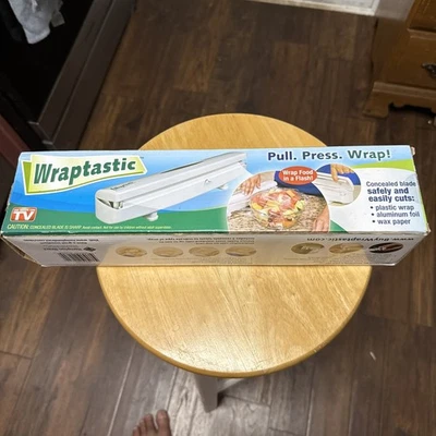 Dispensador de plástico novo na caixa puxar prensa envoltório, papel alimentar, plástico, folha como visto na TV - Imagem 1 de 2