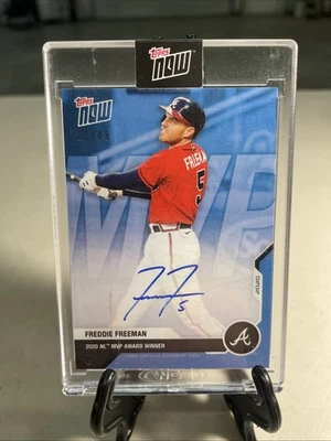 2020 Topps Now Freddie Freeman Blue Auto /49 - On Card Auto - Braves Dodgers - Image 1 of 4
