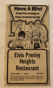 Anuncio impreso vintage de restaurante Elvis Presley Heights 1977 pa51 - Imagen 1 de 2