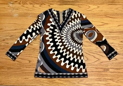 Vintage 1960's Emilio Pucci Silk Jersey Top with Bracelet-Length Sleeves - Image 1 of 4