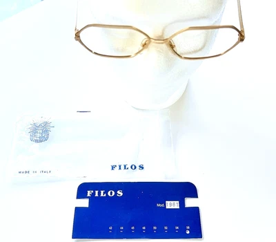 NIP Filos Italy Mod 1961 Gold Geometric Octagon Eyeglass Frames VTG Size 56 - Image 1 of 4