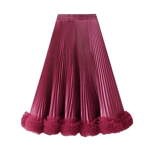 1pc Lady Elegant Midi A-Line Skirt Elastic Waist Pleated Flowy Skirt Fashion New - Picture 1 of 14