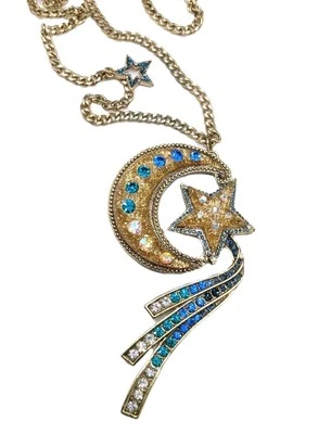 Colar declaração estrela cadente lua strass céu grande para Betsey Johnson - Imagem 1 de 4