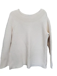 Talbots Woman Off-White 100% Cotton Boat Neck Pullover Sweater Size 1X - Picture 1 of 6
