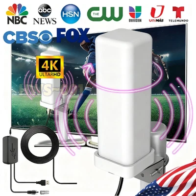 Antena de TV Exterior 6000Millas Digital HDTV 4K Amplificada Largo Alcance 360° UHF VHF FM Foto 1 de 4