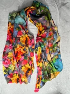 Bufanda de seda de cachemir Bindya New York estampado floral multicolor 78x28 Provenza - Imagen 1 de 7