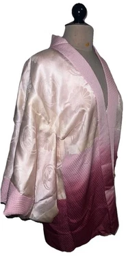 Bata Chaqueta Kimono Satinado Reversible Rosa Haori Vintage Japonesa S M L Foto 1 de 4