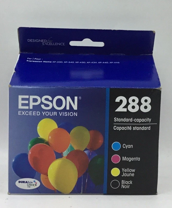 Epson 288 4-Pack Combo CYAN, Magenta, Yellow, Black Ink Cartridges EXP 2/26 - Image 1 of 1