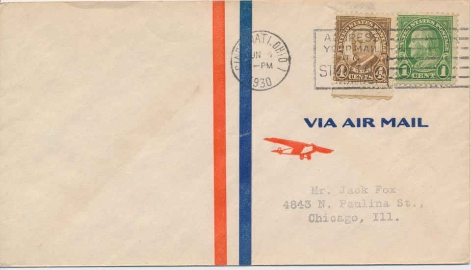 #685 4c & #552 1c Franklin &  William H. Taft First Day cover via Airmail Plane - Image 1 of 1