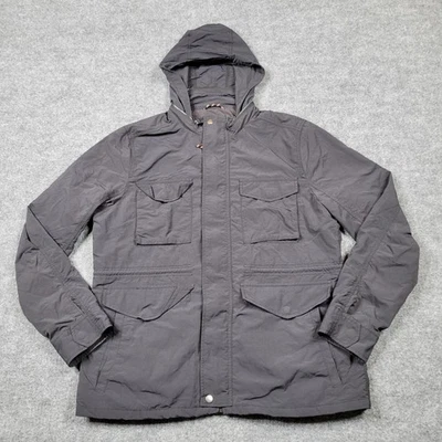 Lucky Brand Jacket Mens Large Black Hooded Nylon Utility Field Pockets Full Zip - Image 1 of 4