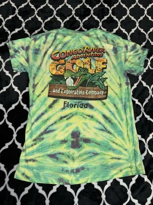 Florida Congo River Golf Tie Dye Mens T-Shirt Size Medium Green Putt Putt Gator - Image 1 of 4