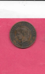 FRANCE KM821.1 1886 A 5 CENTIMES VF-VERY-FINE OLD WORN ANTIQUE COIN - Picture 1 of 1