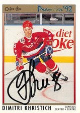 Dimitri Khristich autographed Hockey Card Capitals 1992 O-Pee-Chee Premier #176