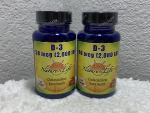 (2-Pack) Nature's Life  D-3 2000 IU | 50mcg ~ Bone Health ~ 120 Softgels - Picture 1 of 15