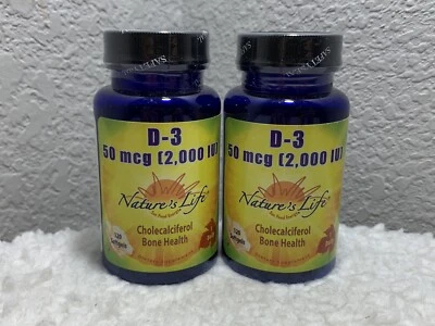 (Paquete de 2) Nature's Life D-3 2000 UI | 50 mg ~ Salud ósea ~ 120 cápsulas blandas Foto 1 de 4