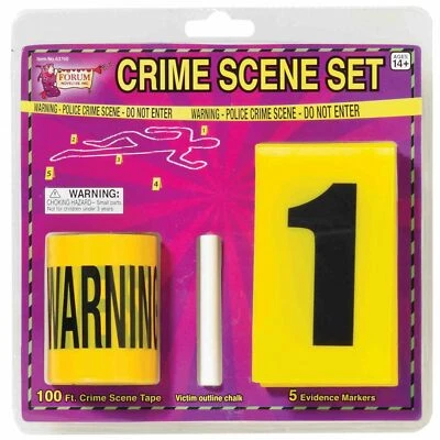 FORUM NOVELTIES Police Crime Scene Set: 100 Feet Tape + 1 Chalk + 5 Evidence Markers - Prop Kit