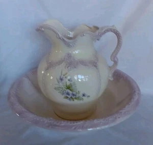 Vintage Arnel's Victoian Pitcher And Washbasin Basin 16in In Diameter 13in Tall - Picture 1 of 5