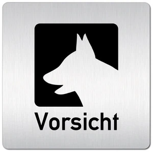 Aluminium Schild "Vorsicht bissiger Hund" 125 x 125 mm • Achtung Hundeschild Tür - Picture 1 of 3