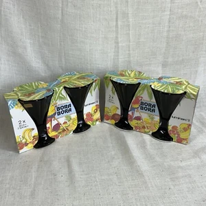 VTG Luminarc Black Glasses Ice Cream Sundae Desert NOS Set Of 4 Retro MCM - Picture 1 of 8