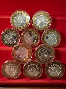 LOT of 10 Vintage .999 Fine Silver Casino Gaming Silver Strike Tokens NEVADA - Picture 1 of 2