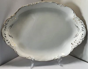 Vintage W.S. George Radisson Platter 16” x 11-1/2” Good Used Cond. White/Gold - Picture 1 of 4