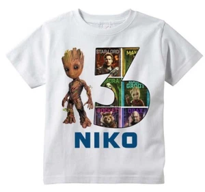 Groot baby Guardians Galaxy Custom T-shirt PERSONALIZE Birthday Choose NAME/AGE - Picture 1 of 2