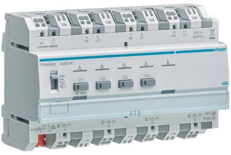 HAGER TYA664AN UNIVERSAL DIMMAKTOR 4x300W ESL / LED TEBIS EIB KNX ++ NEU ++ OVP - Image 1 of 1