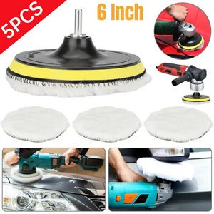 5pcs 6" Car Polishing Wheel Buffing Pads Set Wool Mop Polisher Pad for Drill US - Picture 1 of 9