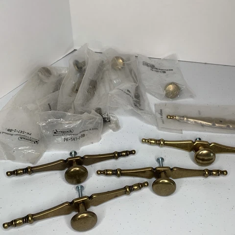 7 (+2)  Amerock Brass Cabinet Drawer Handles Pull Knobs Backplate PK-547-1-BB Cover