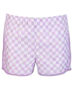 ID Ideology Pull On Checkerboard Short Big Girls M Crocus Petal Elastic Waist - Picture 1 of 16
