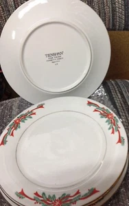 Tienshan Fine China Weihnachtsstern und & Bänder 11" Speiseteller Set 4 Teller - Bild 1 von 2