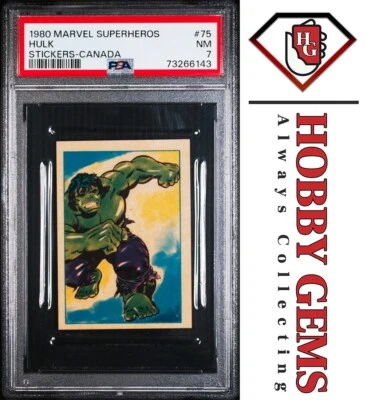 HULK PSA 7 1980 Marvel Superheroes Stickers-Canada Sticker #75 - Image 1 of 2