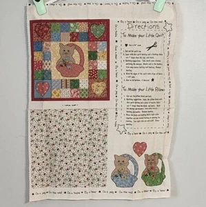 Vintage Fabri-Quilt Primitive Katze Kätzchen Korb Machen Sie Ihr kleines Kissen Stoff Panel - Bild 1 von 5