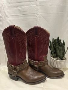 FRYE "BILLY" Luxury Western Boots Women's Size 6B Brown And Red Beautiful - Picture 1 of 15